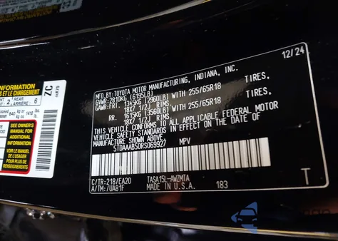 2024 Toyota Grand Highlander Xle из США, поврежденный, VIN 5TDAAAB50RS069927